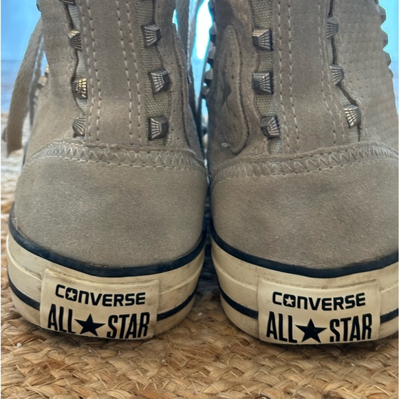 CConverse Chuck‎ Taylor Sz 8 Womens All Star Grey Suede Leather Studded High Top - Picture 6 of 10
